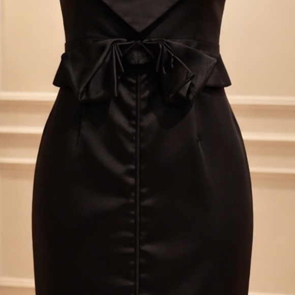 Zac Posen Black satin sheath Bow cocktail dress - Picture 3 of 9